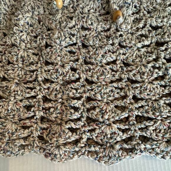 Hand made crochet knitted multicolor mini skirt scalloped hem & drawstring - Picture 4 of 7